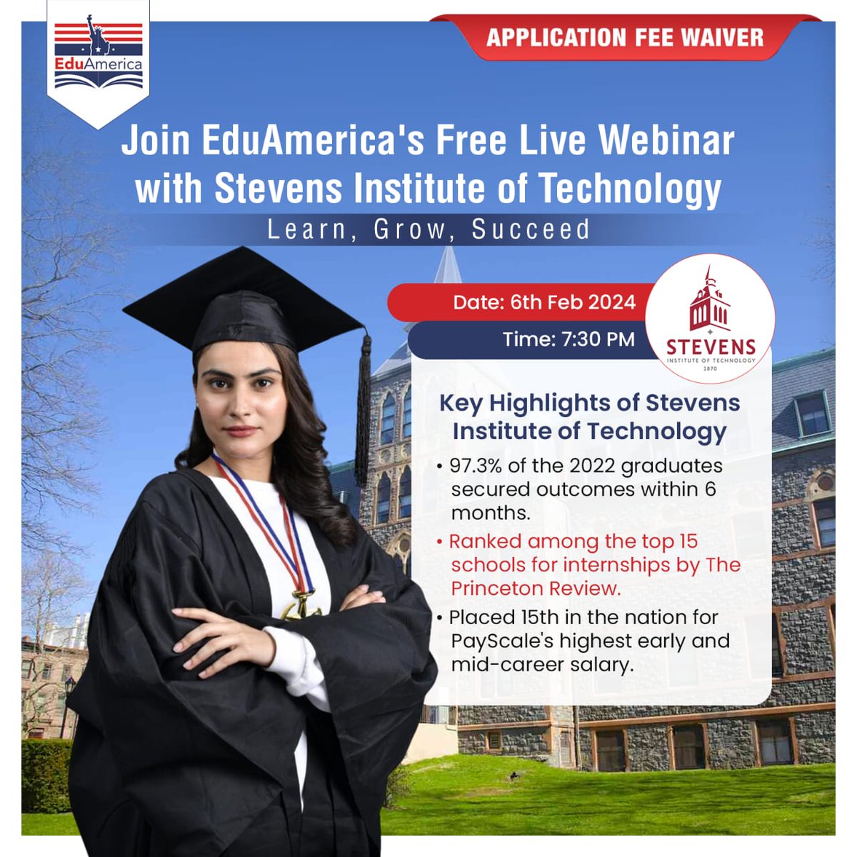 eduamerica_nd's tweet image. Don&apos;t miss out on the your opportunity to study 
in America!🇺🇸
Attend the Free Live Webinar with Stevens Institute of Technology on 6th Feb at 7:30 PM
.
.
#eduamerica #stevensinstituteoftechnology #stevensinstitute #fallintake #usacollegeadmission #Studyabroad #studyinusa