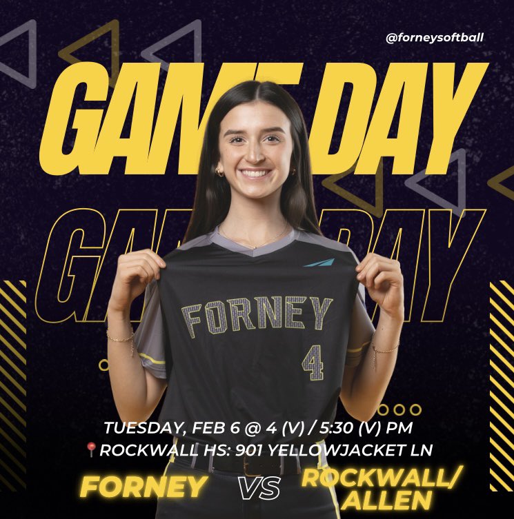 Forneysoftball's tweet photo. Itβs a varsity game day!! Come out and support these girls in Rockwall as we face Rockwall at 4 and Allen at 5:30!! #forneysoftball #roadtostate https://t.co/sbHnxLa2Mq