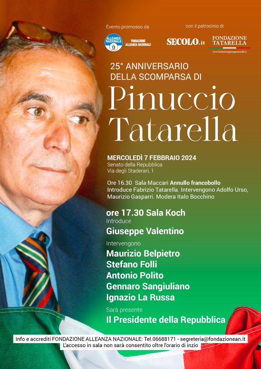 Venticinquesimo anniversario della scomparsa di Pinuccio Tatarella al Senato della Repubblica #Tatarella