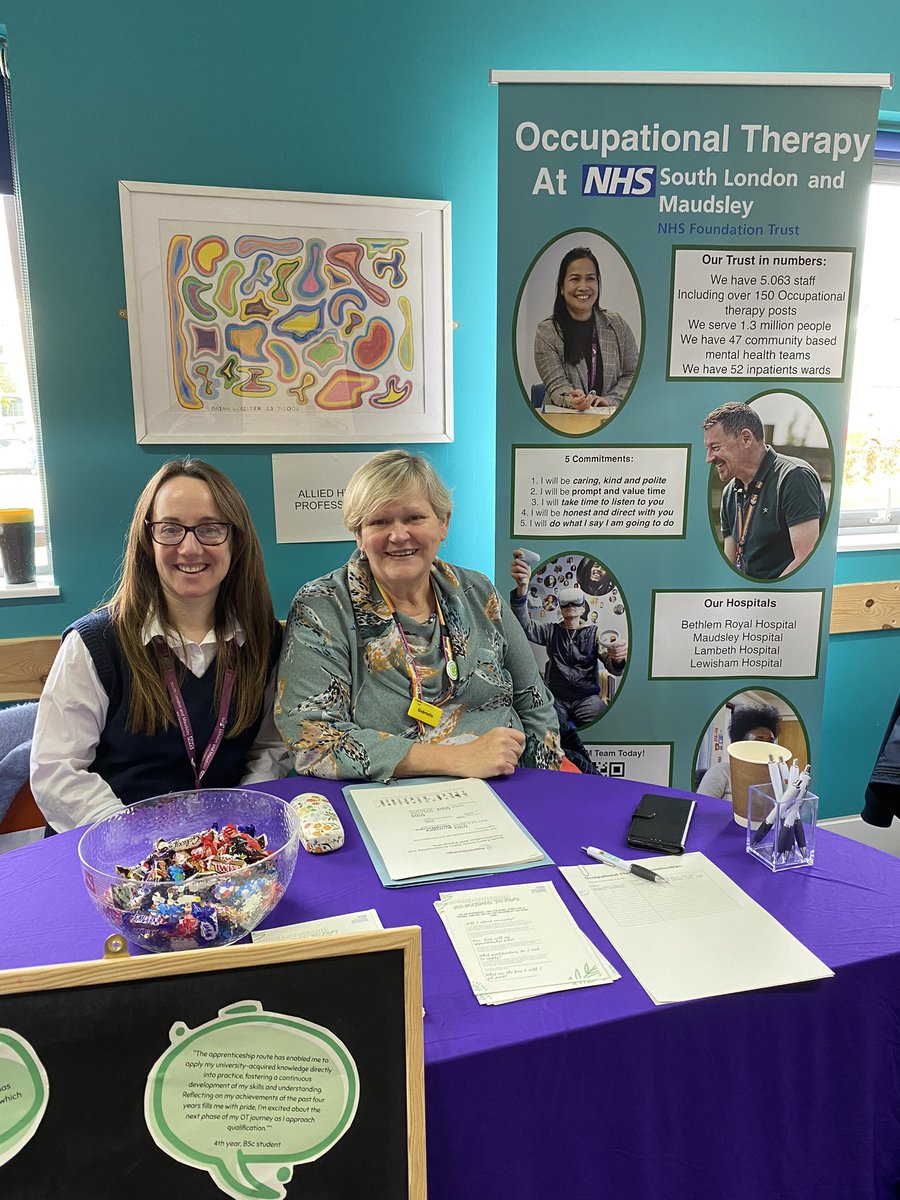 gabrielleotslam's tweet photo. Flying the flag for occupational therapy apprenticeships at the Trusts apprenticeship event with the lovely Rachel. She’s on track to finish her apprenticeship in  August @sarahcook78 @nathaliezach @normanlamb https://t.co/Dz2r4vxhza
