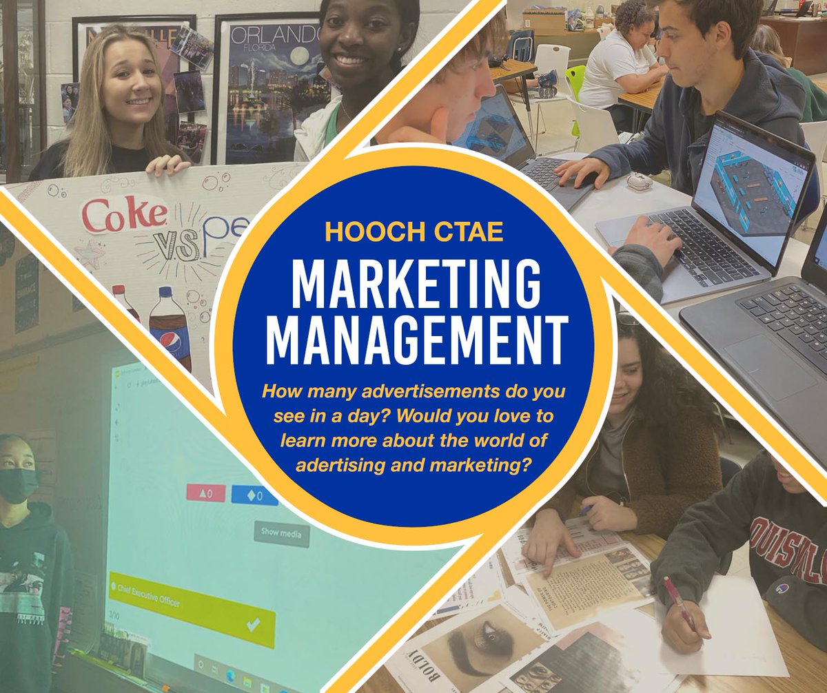 HoochHappenings's tweet photo. It's CTAE Month! Today we are spotlighting our Marketing Management pathway. #CTAEmonth #HoochCTAE #liveyourbestlife #hoochfamily https://t.co/eWMNJnyb3u