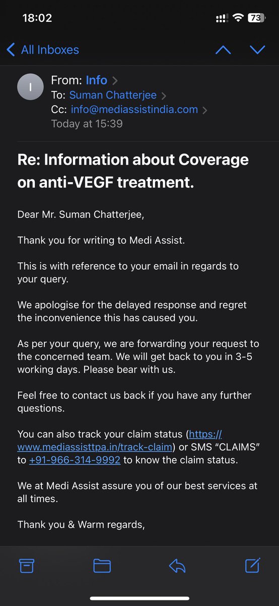 sef007in's tweet photo. @MediAssistIndia : utter shame on your customer service. I had sent an email to your customer service on January 16, regarding a query. Your team does not bother to provide response. Only stupid template emails. Screenshot attached
@consumerforum_ @GovtOfIndia_ @MoHFW_INDIA https://t.co/kR8lbpmndb