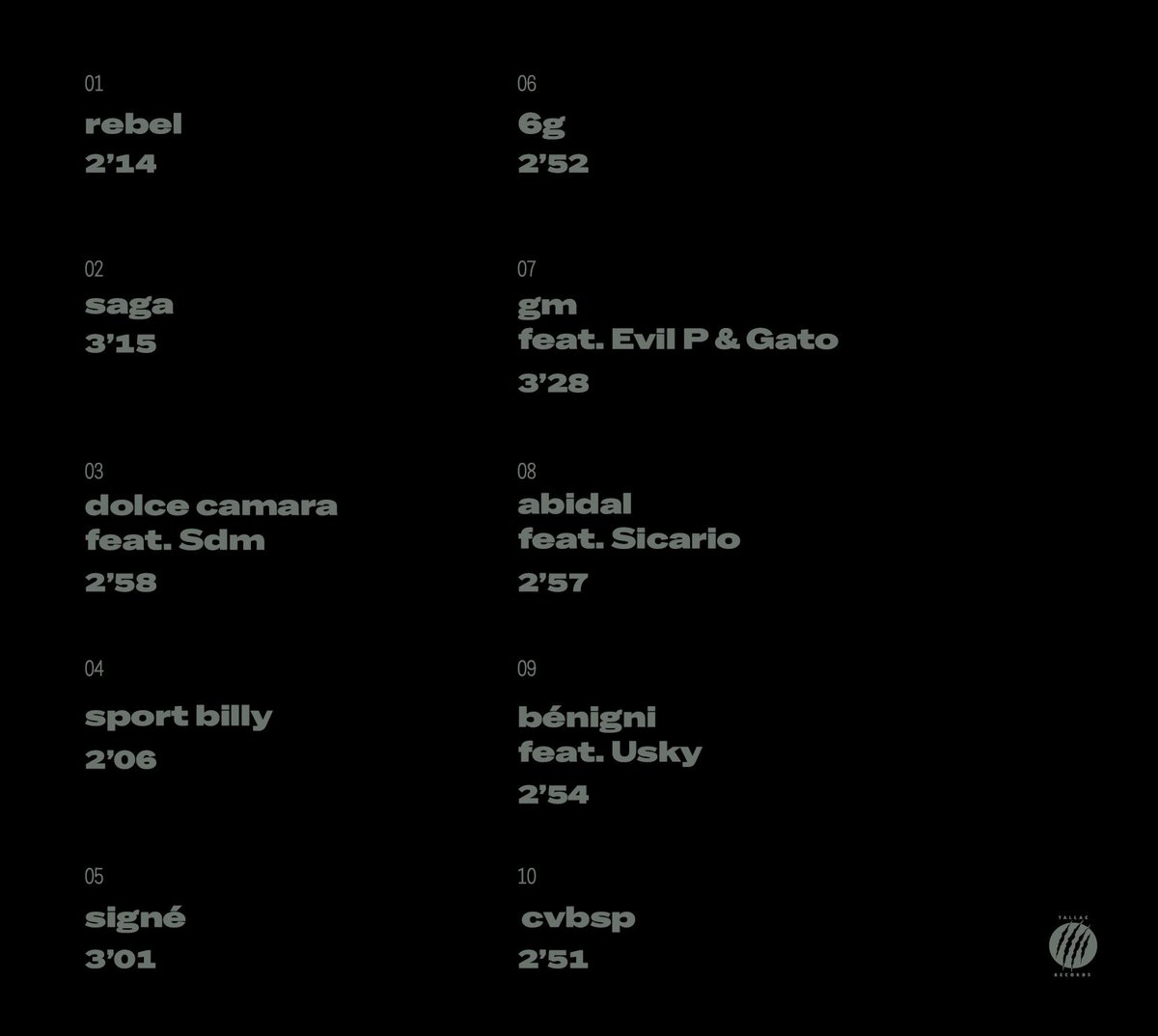 EXCLU : On vous dévoile la tracklist du nouvel album de <a href="/booba/">Booba</a> en avant-première !

Au total, 10 nouveaux titres figureront sur le projet du rappeur. On y retrouvera SDM, Usky, Sicario, Gato et Evil P en feat.

AD VITAM AETERNAM 9/2/24