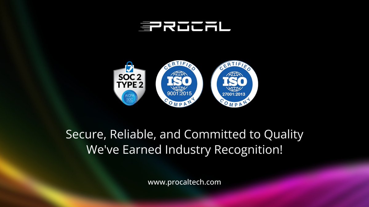 procal_tech's tweet image. Procal is now an ISO 9001, ISO 27001, and SOC 2 Type 2 certified company. We assure top-tier quality, stringent security, and unmatched reliability in every solution we deliver.

Website:
procaltech.com

#ISO9001 #ISO27001 #SOC2Type2 #QualityAssurance #DataSecurity