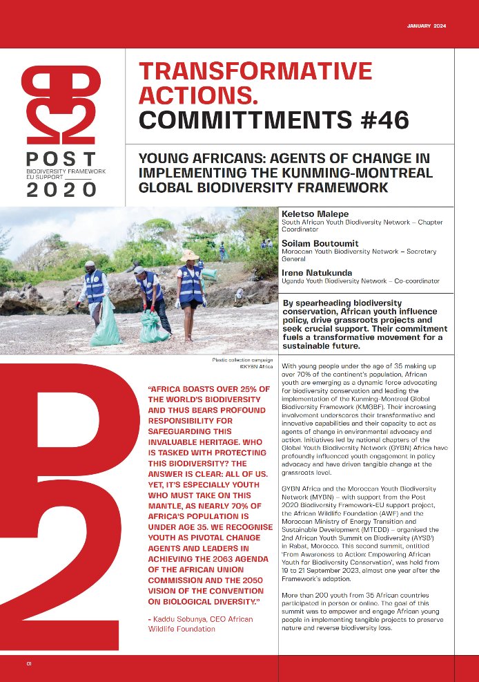 📌This 4-Pager Publication of youth-led actions is another proof that youth are indeed agents of change in implementing the @UNBiodiversity 's Global #Biodiversity Framework. We are partners in the global effort to halt the loss 🌍Learn more here shorturl.at/izN59