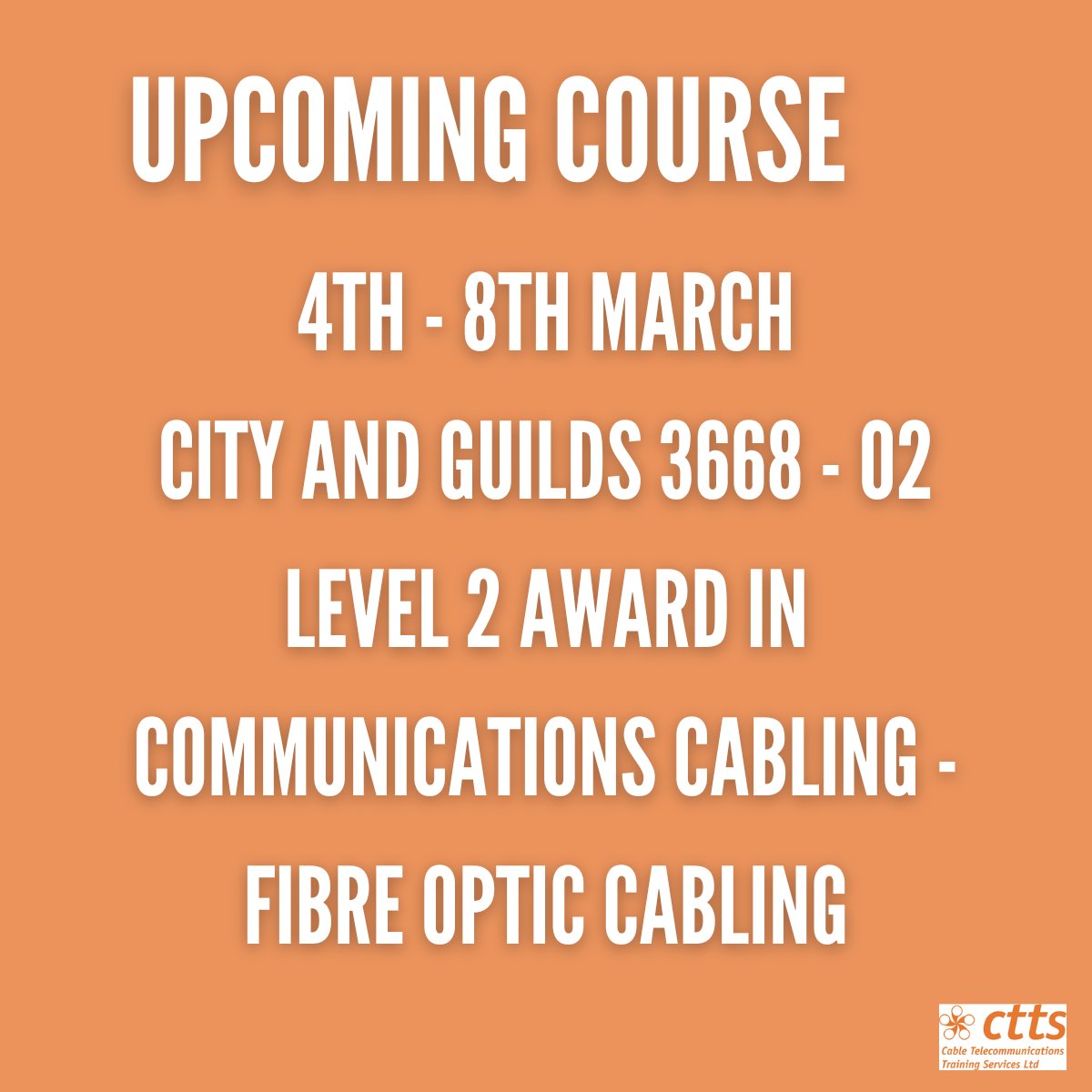 Get in touch today to book your space! 📨☎

If the course you need isn't listed, get in touch to see what we can offer!

➡ cable-training.co.uk

☎ 01522 880900

📨 admin@cable-training.co.uk

#telecoms #telecomstraining #safeworking #CTTS #Cityandguilds #3668
