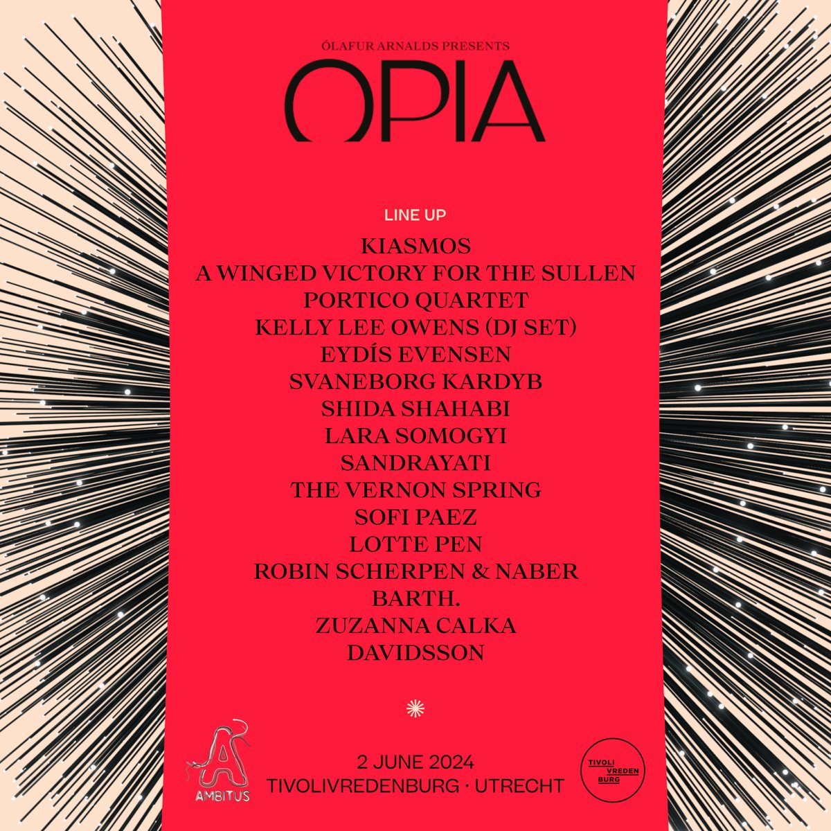 announcing some amazing additions to the lineup of this year’s OPIA Festival at <a href="/TiVre_Utrecht/">TivoliVredenburg</a> 

With these additions i can honestly say this has become my absolute dream lineup…

very limited amount of tickets left!
tr.ee/OPIATivoli2024

see you in utrecht!
