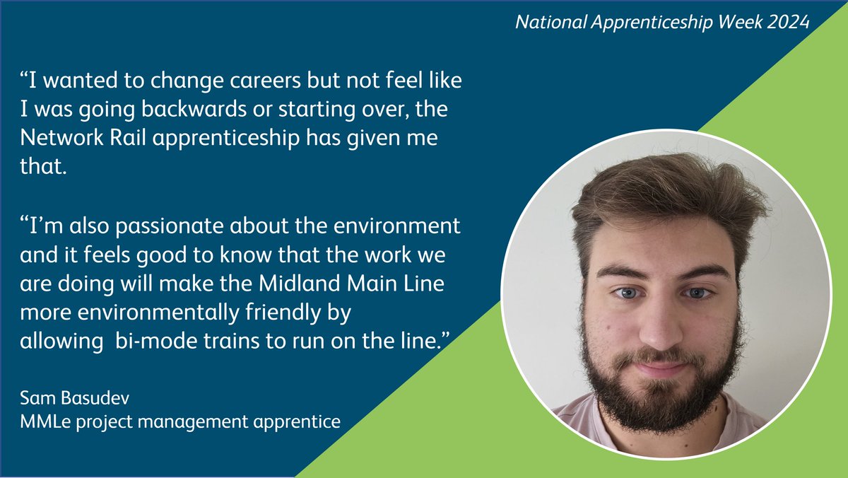 Meet Sam! Another one of our apprentices helping to shape the future and upgrade one of Britain’s major rail routes, the Midland Main Line. For more information about our apprenticeships please visit: bit.ly/4bjeiop #NAW2024
