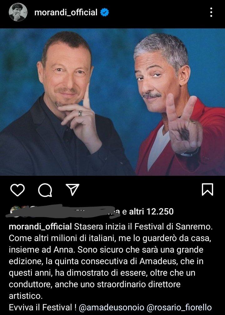 _teatrodira's tweet photo. ma il post pubblicato da gianni nazionale su ig voglio piangere 🥹

#Sanremo2024 https://t.co/12s7dVevaP