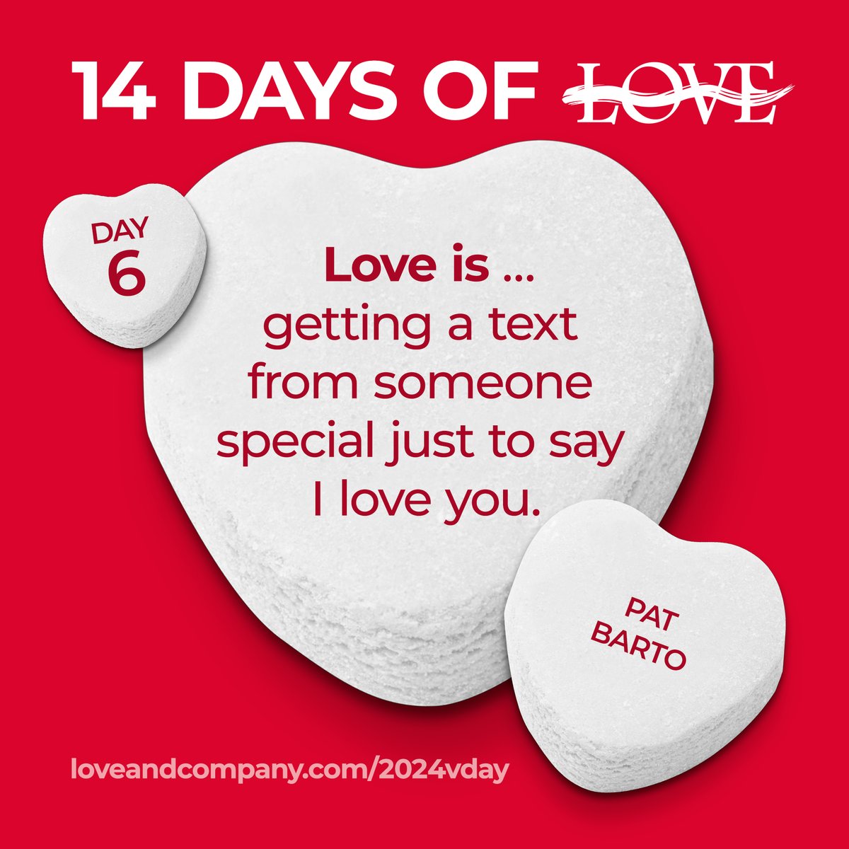 What is Love? Here’s how our Senior Director of Workflow Operations Pat Barto answers that, “Love is…getting a text from someone special just to say I love you.” See more answers here: hubs.ly/Q02jyb5X0 

#LoveAndCompany