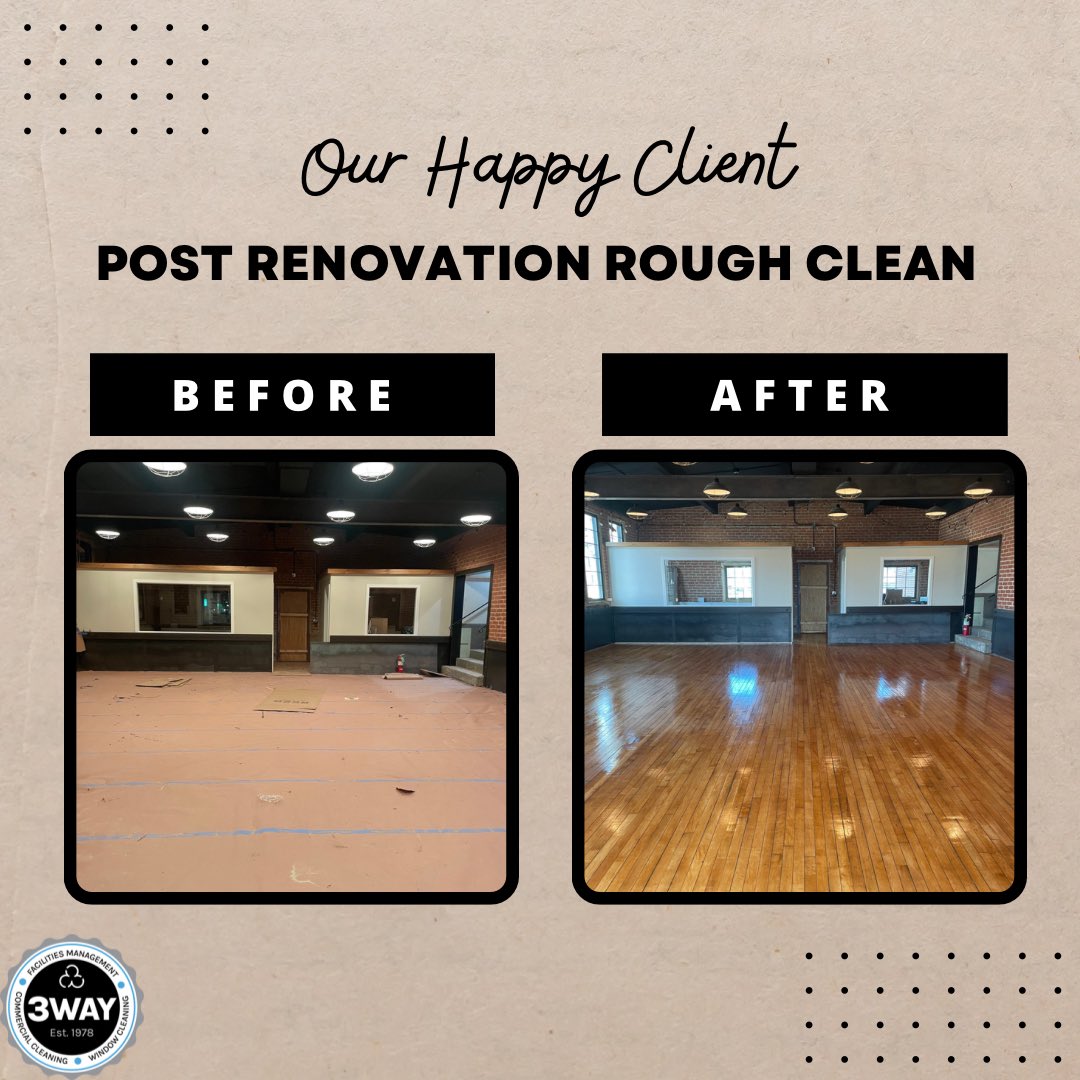 Before you step into your newly renovated space, let’s address the final touch: a thorough post-renovation clean-up. Our expert team is ready to sweep through, leaving no dust behind and making every surface sparkle. #postconatructioncleaning #commercialcleaning
