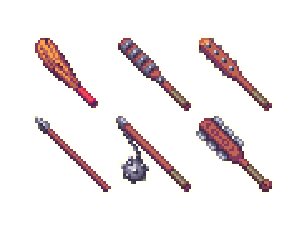 sevarihk's tweet photo. Some more weapon icons, mostly bonking sticks!

#pixelart #indiedev #rpgmaker https://t.co/th48kf0hd9