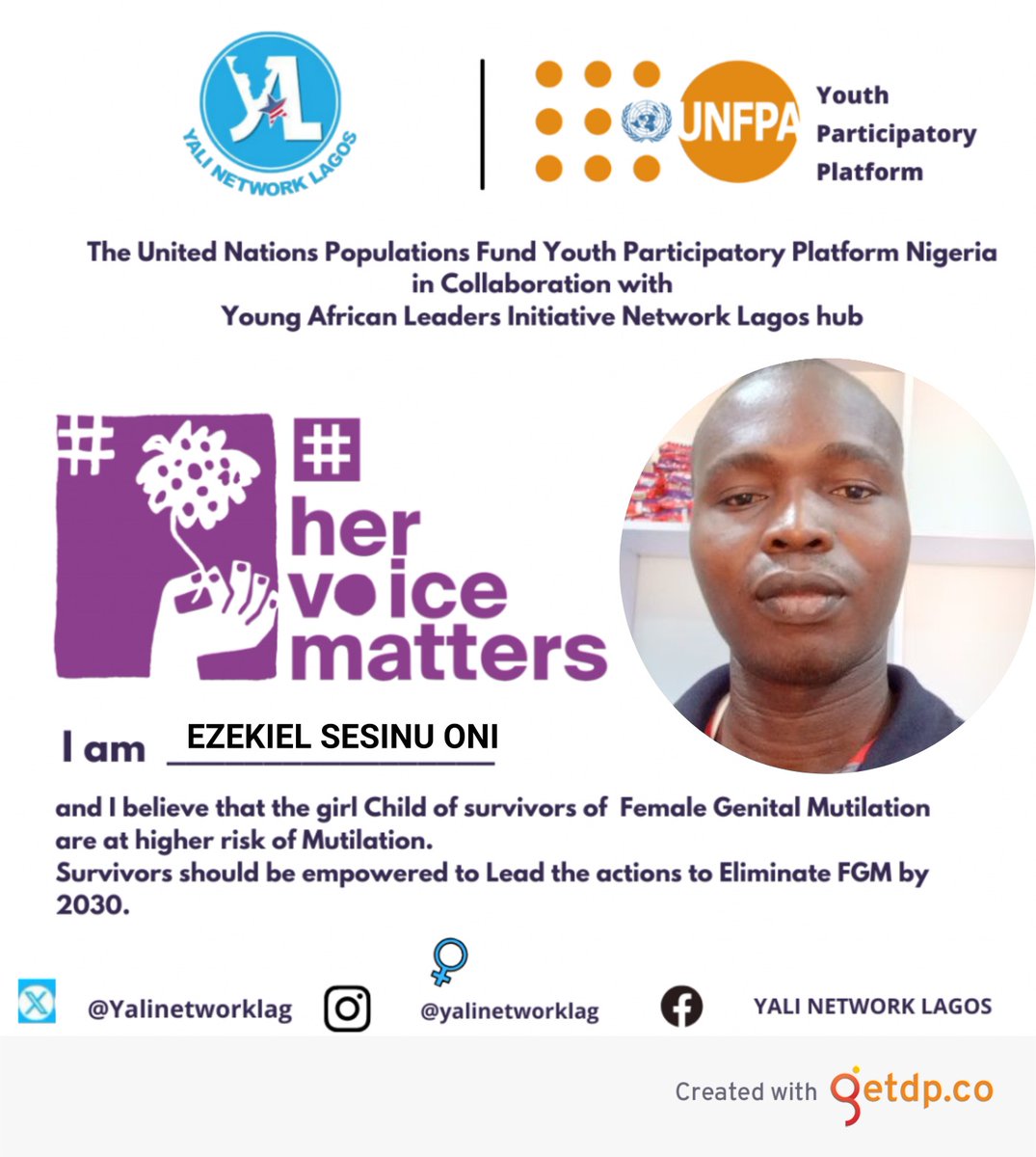 Today 6th of February is the Commemoration of International Day of Zero Tolerance to Female Genital Mutilation.
<a href="/UnfpaYPPNigeria/">UNFPA Youth participatory Platform, NIGERIA</a> <a href="/yalinetworklag/">YALI Network Lagos</a> 

#hervoicematters #yalinetworklagos #unfpayppNG
