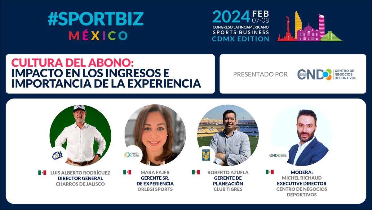 Fan Experience en #SPORTBIZMéxico! <a href="/CNDmx/">Centro de Negocios Deportivos</a>, Conference Partner del Congreso, presentará "La cultura del abono: Impacto en los ingresos e importancia de la experiencia". #SPORTBIZMéxico ya está llegando! Nos vemos miércoles y jueves en el Centro Citibanamex.