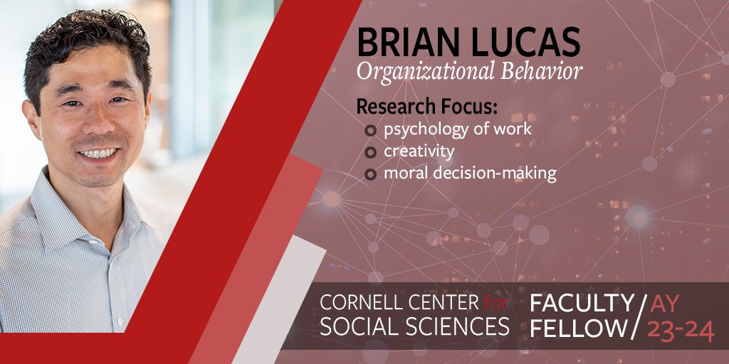 Brian Lucas, Assistant Professor in Organizational Behavior (@cornellilr) is studying ways that people misunderstand creativity. Check out his 2020 paper, 'The Creative Cliff Illusion'. Meet the 2023-24 Faculty Fellows: socialsciences.cornell.edu/funding-and-pr…