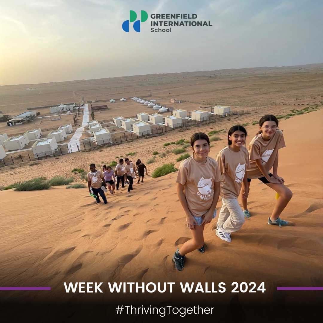 GreenfieldIntS's tweet photo. Hello from Oman, where after settling in their tents in Wahiba sands, GIS students and teachers began to tackle the big sand Dunnes!
#WeekWithoutWalls #InspiringExcellence #ThrivingTogether #EmbracingTheFuture #behappybeGIS #ProudlyTaaleem
@Taaleem https://t.co/agR5tmt1n7