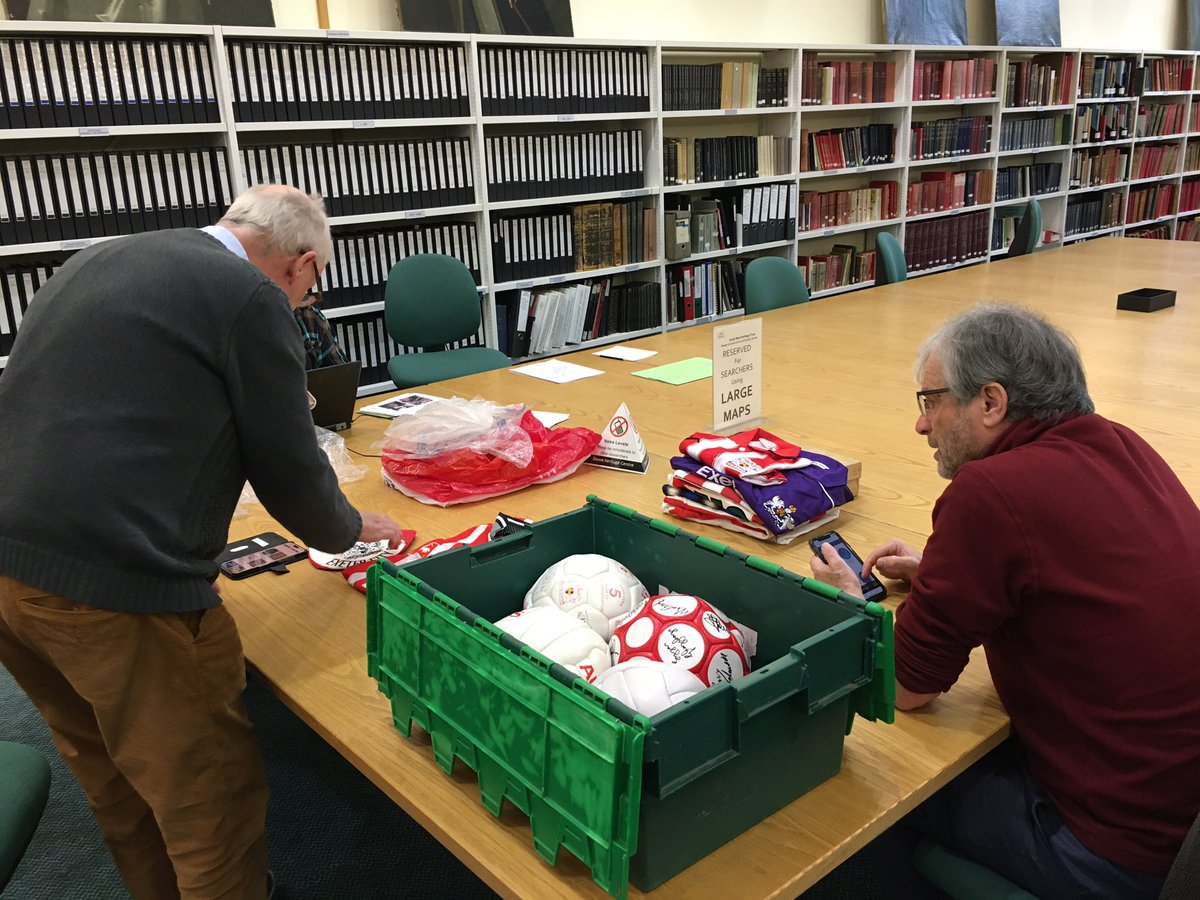 Devon Archives (@devonheritage) on Twitter photo Great to have Paul and Martin from the <a href="/OfficialECFC/">Exeter City FC</a> museum, <a href="/GrecianArchive/">ECFC Museum</a> here this morning to help identify and sort artefacts from the Dave Fisher collection of football memorabilia with a view to a potential loan agreement. Great to have Paul and Martin from the <a href="/OfficialECFC/">Exeter City FC</a> museum, <a href="/GrecianArchive/">ECFC Museum</a> here this morning to help identify and sort artefacts from the Dave Fisher collection of football memorabilia with a view to a potential loan agreement.