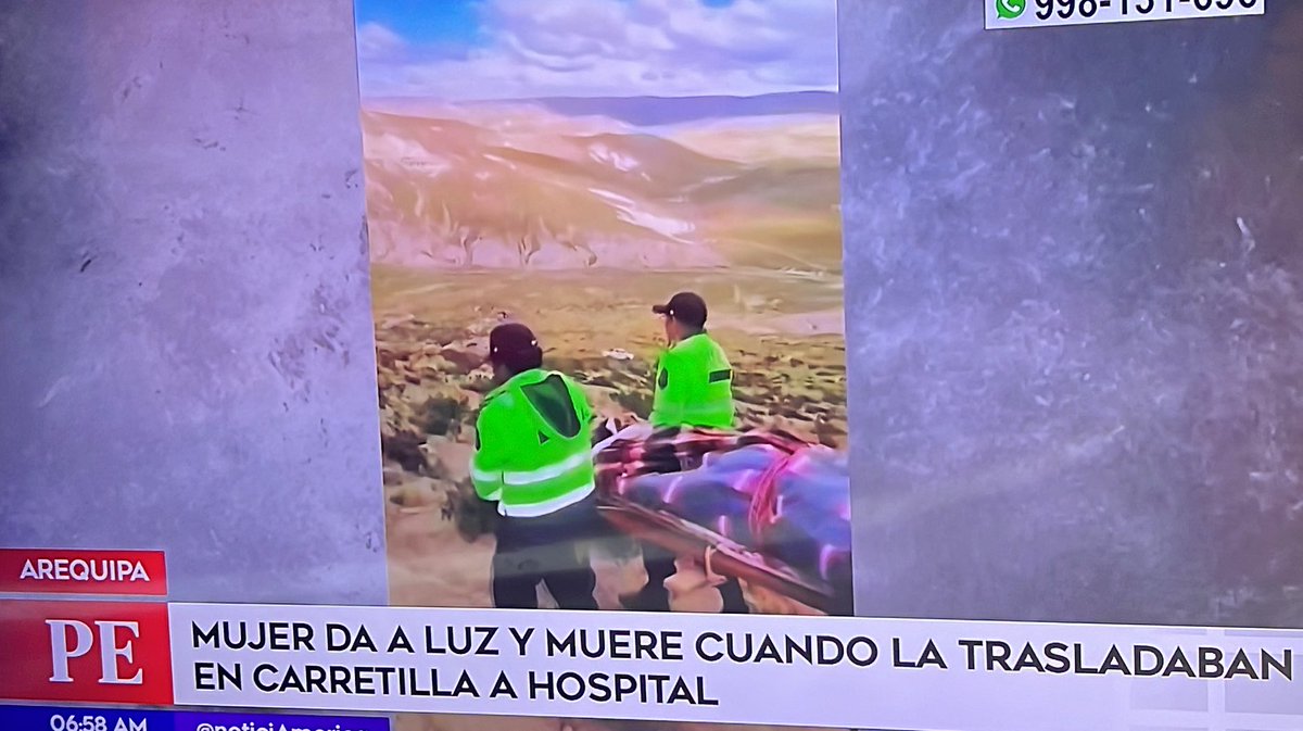 VeroLinaresC's tweet photo. Angélica Valero de 29 años dio a luz en un centro de pastoreo en Arequipa. Luego tuvo que ser trasladada al hospital Goyeneche, en camilla y luego en una carretera por policías. En el camino murió. Deja huérfanas a 2 niñas, de 5 años y la recién nacida. Fue cargada 4 kilómetros. @SuSaludPeru