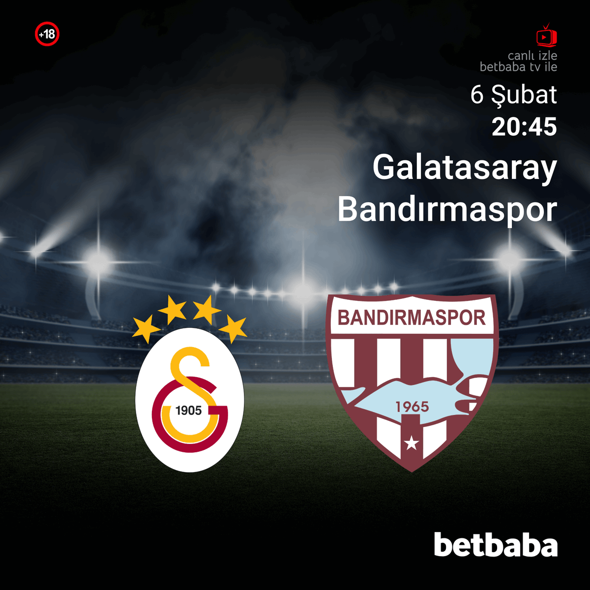 Günün Maç Keyfini Betbaba TV'de #Canlı İzle!

Galatasaray 🆚  Bandırmaspor
🗓️06.02.2024
⏰20:45

➡️bit.ly/uyeolbetbaba
➡️t.me/BetbabaTr1
📺bit.ly/betbabatv

#canlilink #canlıtv #betbaba #Spor #bahis #kupon