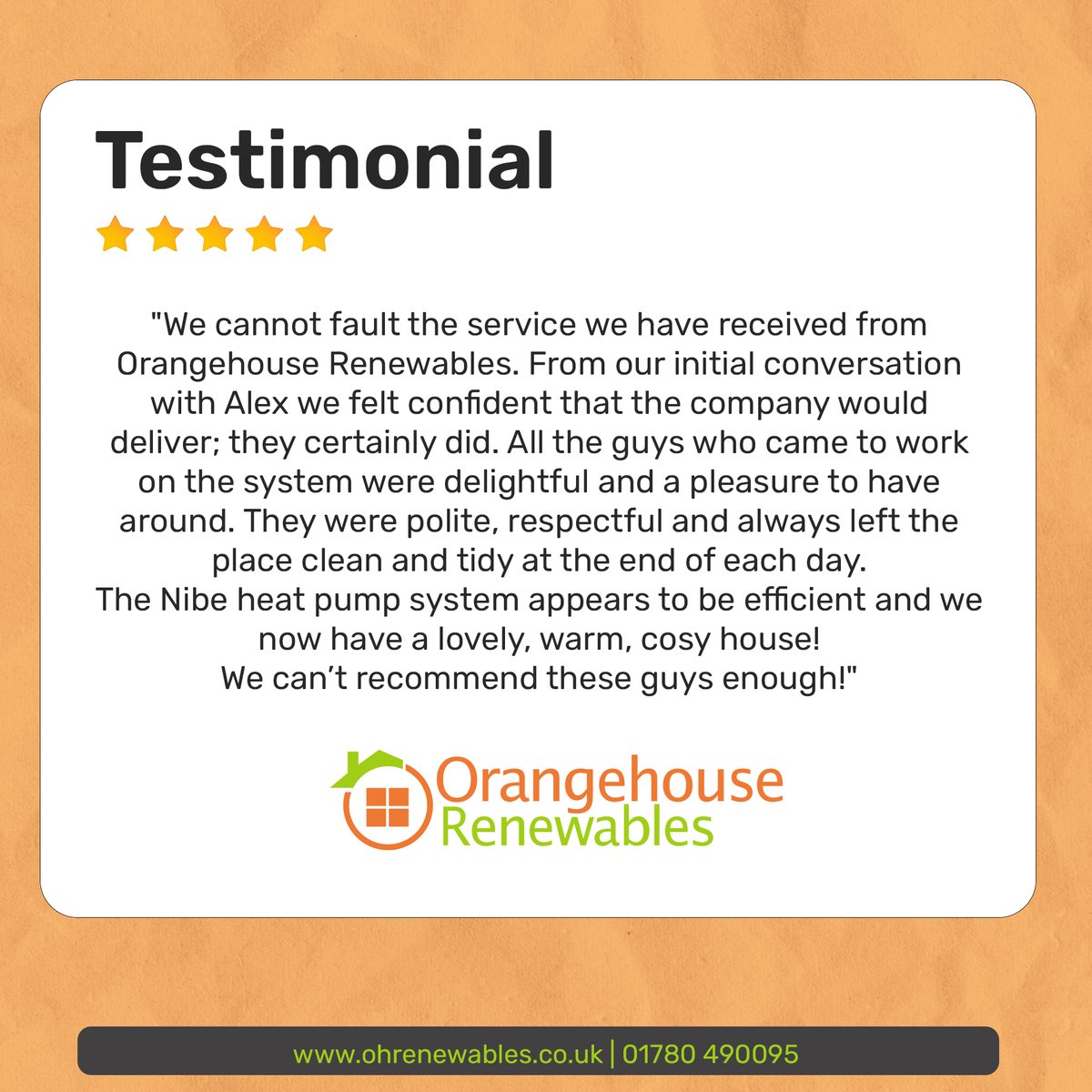Yet another happy customer with Orangehouse Renewables!

📞 01780 490095
🌐 ohrenewables.co.uk

#Customertestimonial #Heatpumps #Orangehouserenewables