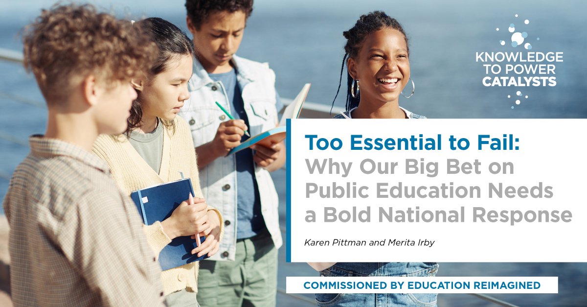 Attention to #studentsuccess is always at the forefront of our work.

#TooEssentialToFail by <a href="/KarenPittman/">Karen J. Pittman</a> and <a href="/MeritaIrby/">Merita Irby</a> of @KPCatalysts explores a new public system of education. Commissioned by <a href="/EdReimagined/">Education Reimagined</a>. bit.ly/TooEssToFail
