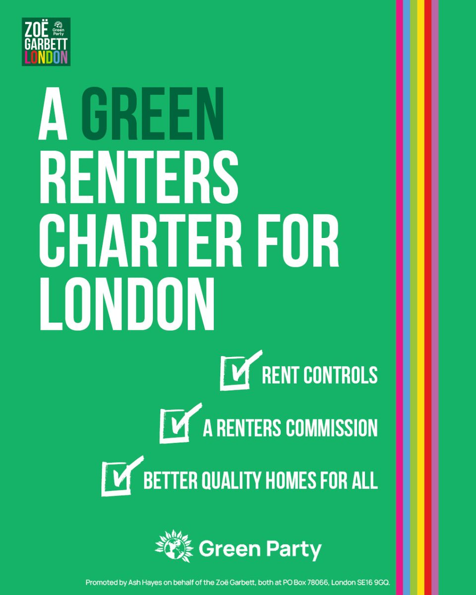 🏚️ Housing in #London isn't working.   - A Rent Commission for #London  - Demanding powers for rent control and a pledge for two year #rent freeze.  - More environmental health officers to support tenants 🟢 For action on the #HousingCrisis, vote @ZoeGarbett on 2 May.