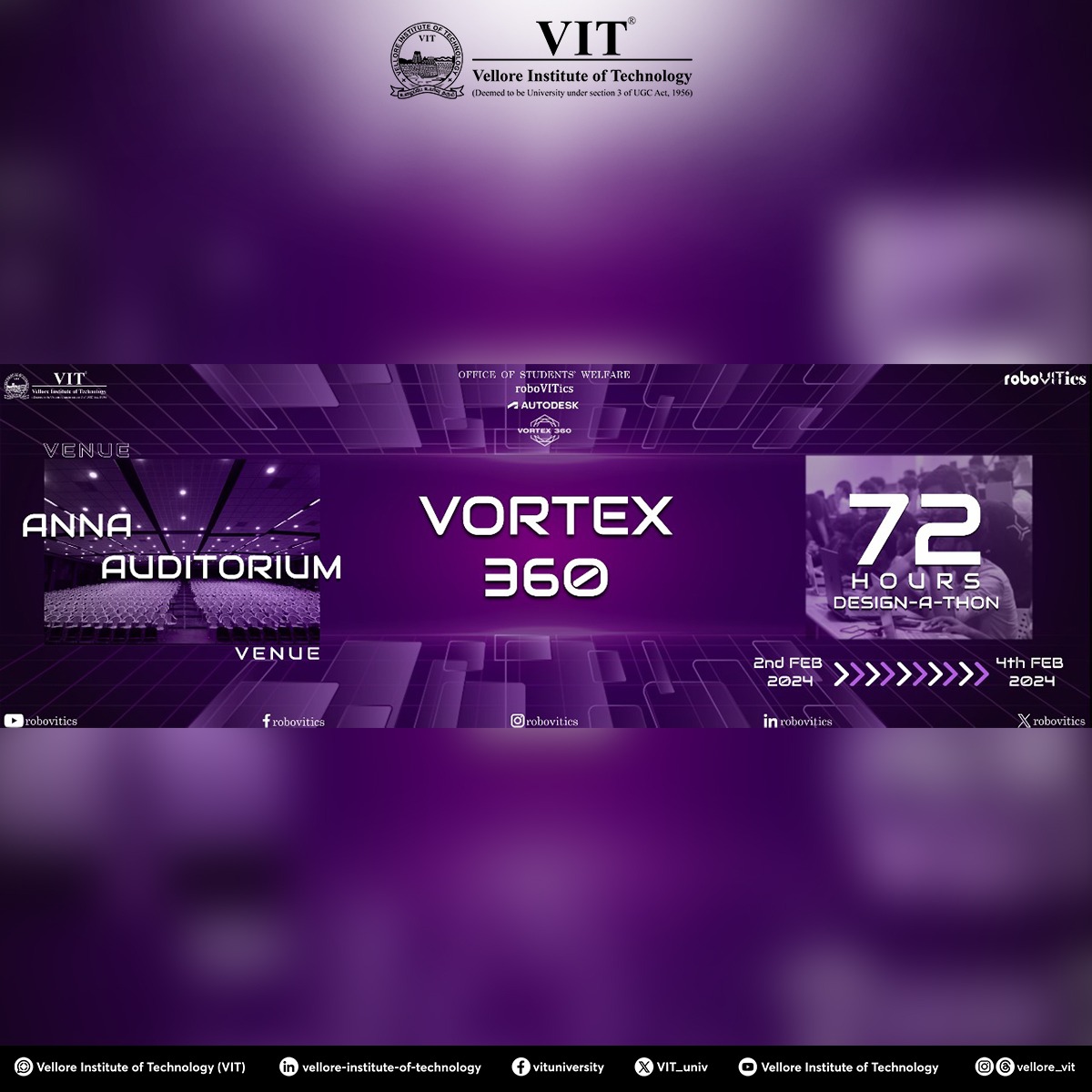 VIT_univ's tweet photo. #Vortex360 - 72-hour design-a-thon sponsored by #Autodesk and conducted by #RoboVITics – saw enthusiastic participation from students who presented their ideas through #3DCAD models.
#VITVellore #RoboticsClub #Robots #TechnologyInnovation https://t.co/bBx0e2GiVR