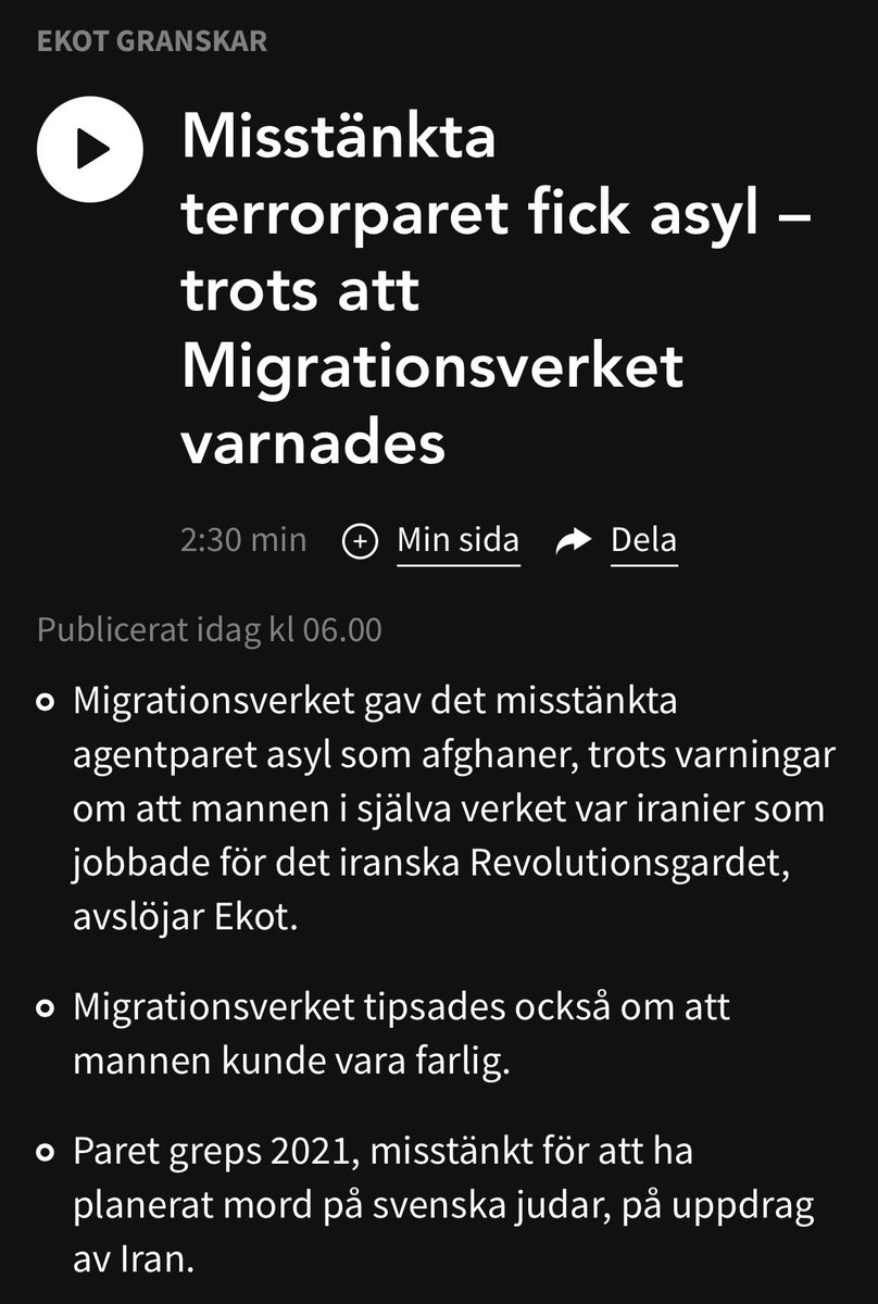 Otroligt allvarligt. Grundläggande funktioner inom svensk nationell säkerhet fallerar och återigen uppenbart att asylsystemet används av främmande makt. Vi gav SÄPO nya verktyg mot den här typen av hot förra veckan. Kan någon på allvar hävda att Tidöavtalet inte behövs?
