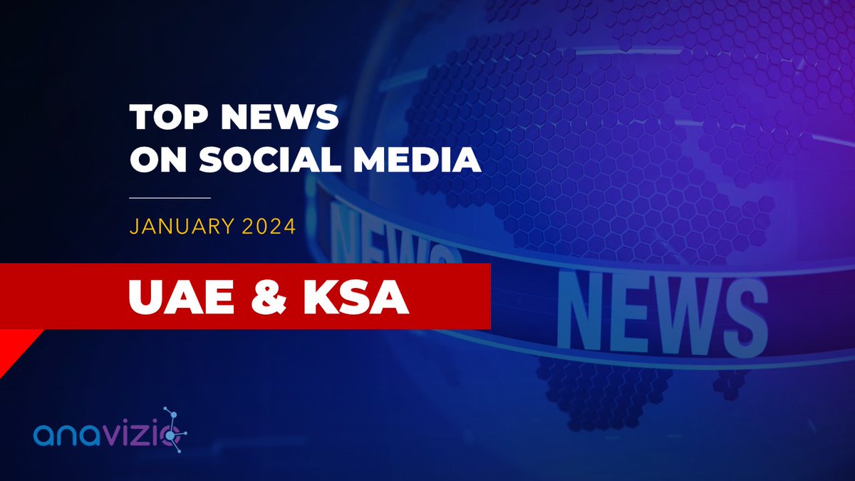 AnavizioDS's tweet photo. Welcome to our monthly roundup of the top news on #socialmedia in the #UAE &amp; #KSA . 
We explored the major events that captured the attention of netizens in #January, covering everything from #politics to #culture. Stay tuned to catch up on the social pulse in these regions. https://t.co/i3I7rnuHP4