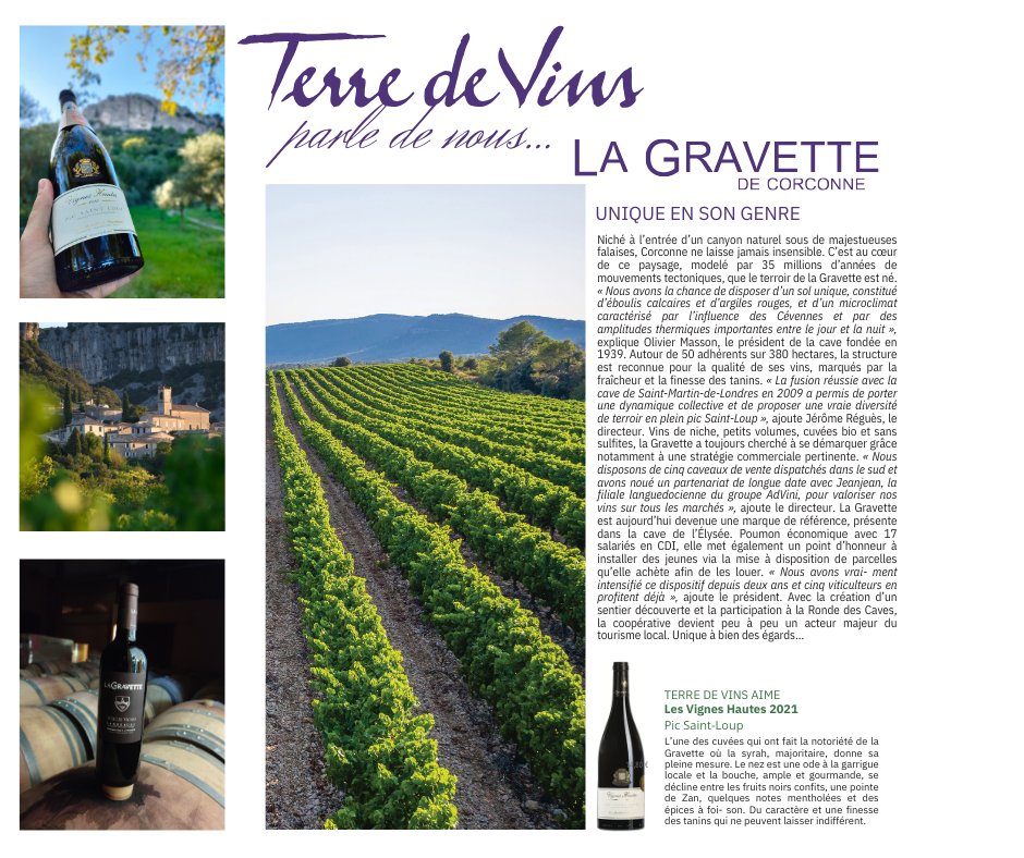 de_la16842's tweet photo. Tellement fier de nous retrouver au coeur d'une double page dans le dernier numéro de @TerredeVins spécial "caves coopératives" sous la plume de @yoannpalej 🪶
"Unique en son genre" @VinsduLanguedoc @AOPLanguedoc @LanguedocWines 
#vin #wine #picsaintloup #languedoc https://t.co/x7HBdaKPix