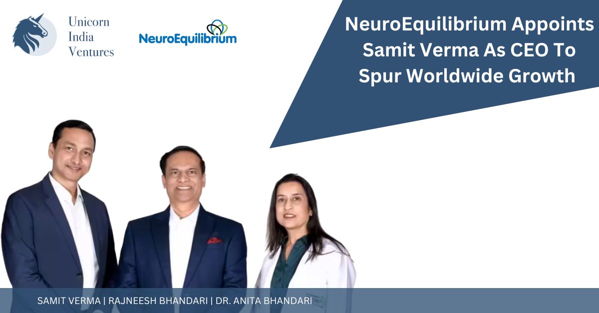@NeuroEquilibri1, a medical technology startup specializing in Dizziness, Vertigo, & Balance disorders appoints Samit Verma as a CEO to help in global expansion. We've supported their mission since 2016. #BackedByUnicorn

Article Link: bit.ly/485lyBp
