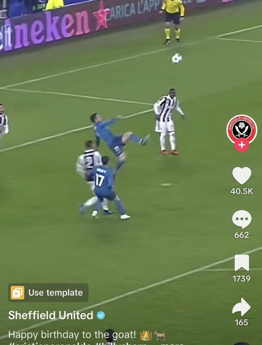 CristianoXtra_'s tweet image. Sheffield United on TikTok.
“ Happy Birthday to the goat 👑 🐐.”