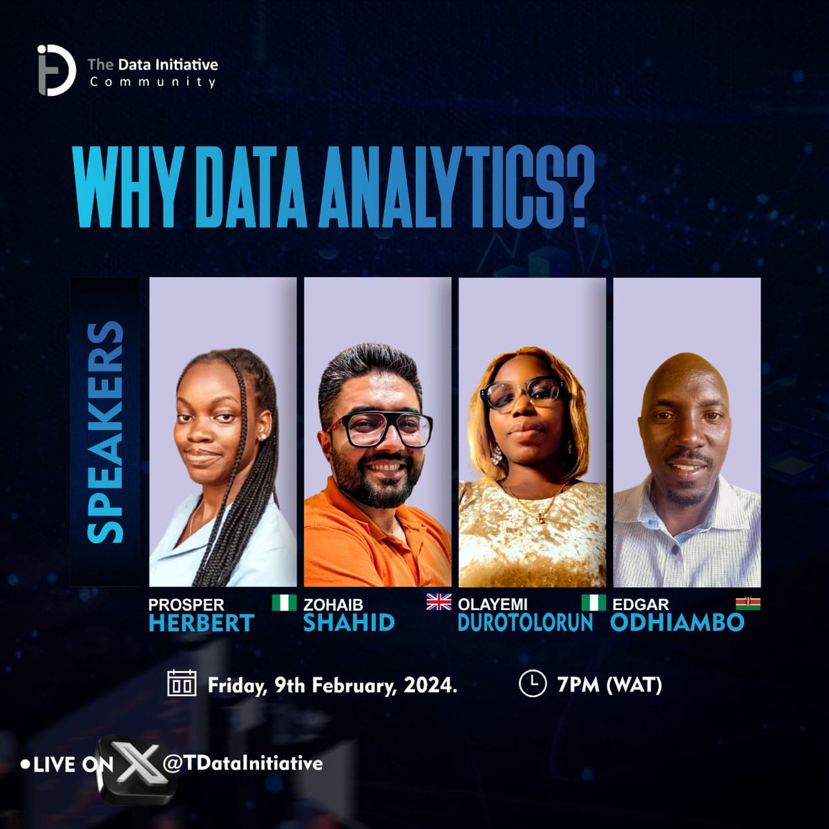 TDataImmersed's tweet photo. Join us for a captivating Twitter Space hosted by the Data Initiative team! Explore the latest insights, and discussions surrounding data analytics and technology. Mark your calendars and tune in for an engaging conversation!
Friday, 9th February, 2024. 
Time: 7:00pm WAT https://t.co/j4MlgeYzIw