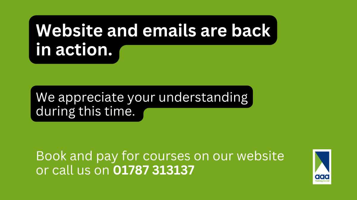 🚨 Good news, everyone! Our emails and website are back in action. Thanks for your patience during the brief hiccup. We're here to assist you as always. Visit aaa-training.com or call 01787 313 137 for support.