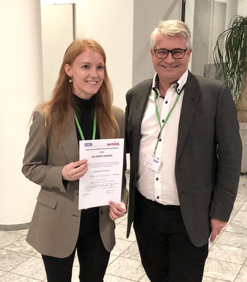 s_hvilshoej's tweet photo. Thanks for super promising research by @MarieRiisgaard from Dept. of Chemistry &amp; Bioscience, @aalborg_uni. 
Proud to hand over the #NIRAS 2024Award at @DanishForum Annual Conference for "The sewer microbiome: Source of the process-critical bacteria in wastewater treatment plants" https://t.co/ZfePdx3kxe