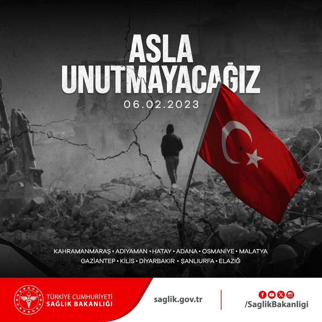 ASLA UNUTMAYACAĞIZ! Acımız taze, hüznümüz derin… 6 Şubat 2023’te meydana gelen ve ülkemizin birçok şehrinde ciddi yıkıma neden olan Kahramanmaraş merkezli depremlerde hayatını kaybeden vatandaşlarımızı rahmetle anıyoruz. Türkiye tarihinin en büyük felaketi olarak kayıtlara…