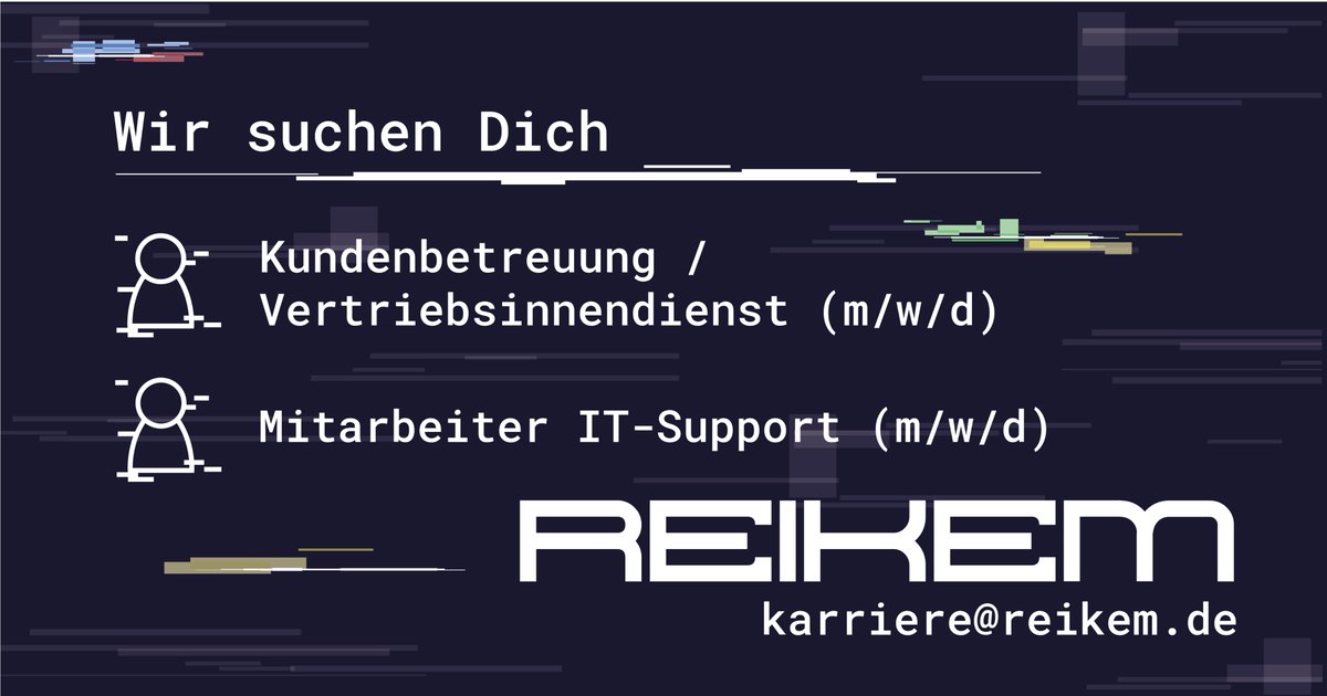 reikemgmbh's tweet photo. #JobAlert
Wir möchten Dich in unserem Team haben!

Wir suchen zum nächstmöglichen Zeitpunkt:

➡️ Mitarbeit IT-Support (m/w/d)

➡️ Kundenbetreuung / Vertriebsinnendienst (m/w/d)

Bewirb Dich jetzt:
https://t.co/YhufLoec6T
karriere@reikem.de https://t.co/hR6yJFi6Vx