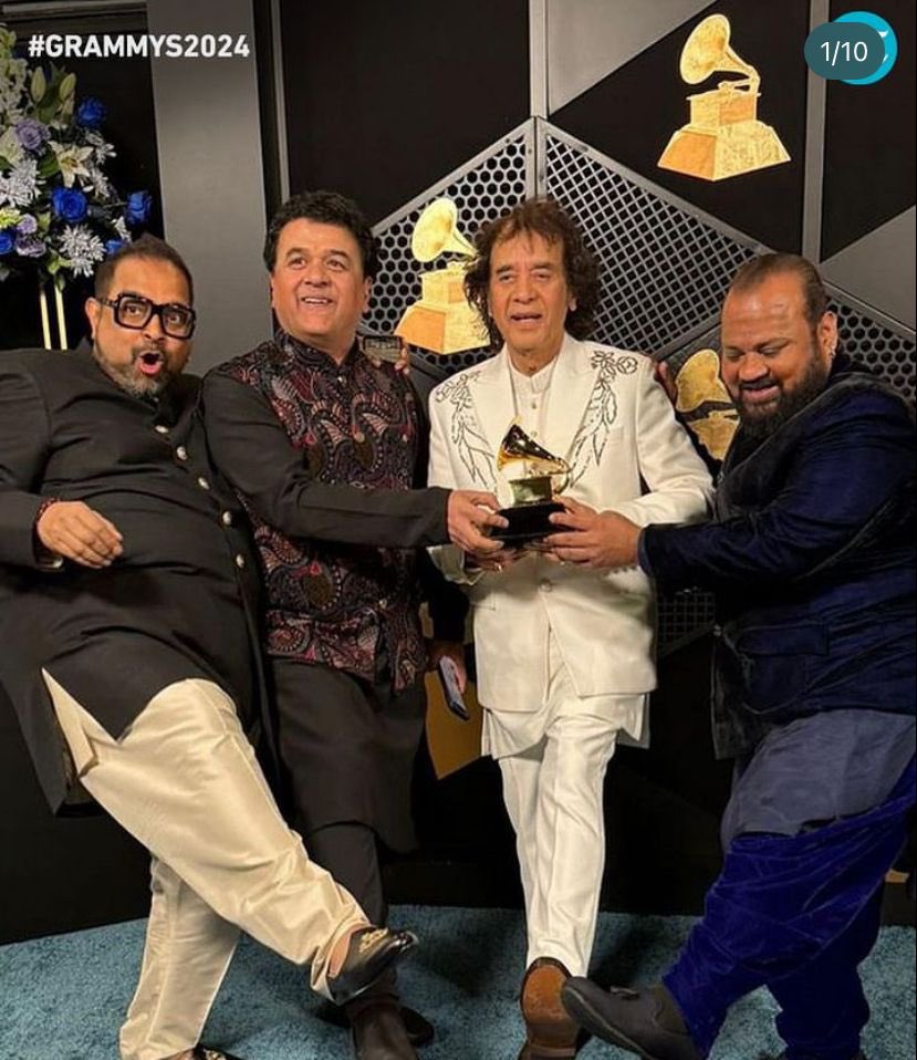 Congratulations to the legendary @Shankar_Live , tabla maestro Ustad @ZakirHtabla and team #shakti for their remarkable win at the Grammys!