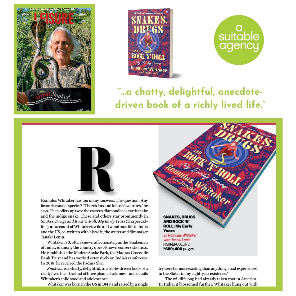 “...a chatty, delightful, anecdote-driven book of a richly lived life.” Romulus Whitaker's #SnakesDrugsAndRockNRoll written with @JanakiLenin, featured in @IndiaToday. Read: indiatoday.in/amp/magazine/l… @hemalisodhi @HarperCollinsIN