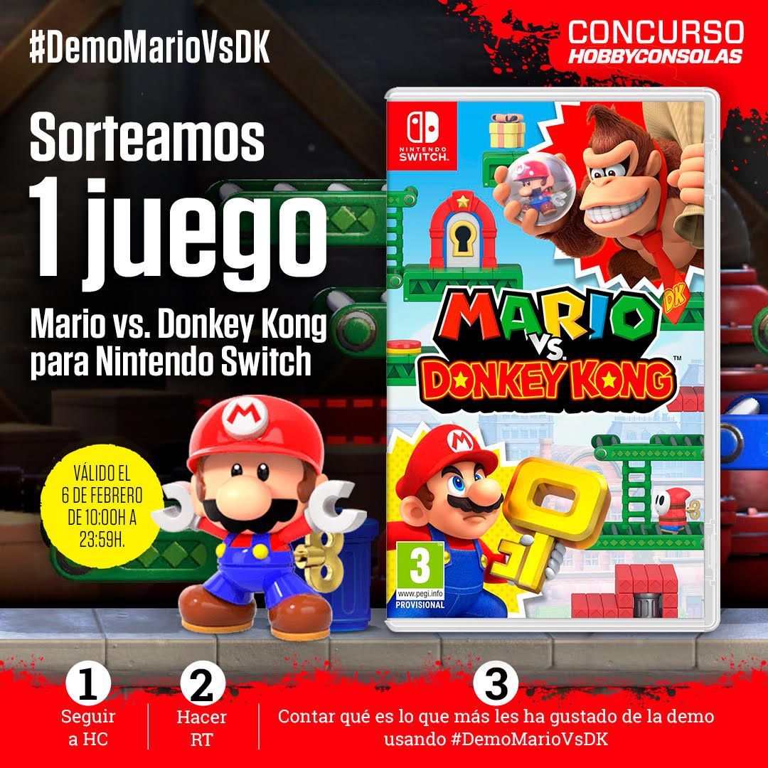 hobby_consolas's tweet photo. 📢 ¡SORTEO!

🎁 1 Mario vs. Donkey Kong para Nintendo Switch

1️⃣ Síguenos
2️⃣ RT
3️⃣ Responde con el hashtag #DemoMarioVsDK y cuéntanos qué es lo que más te ha gustado de la demo de Mario vs. Donkey Kong

⏰ ¡Termina HOY! BBLL: https://t.co/ZOdUYrtLg0 https://t.co/khjPA4nM4U