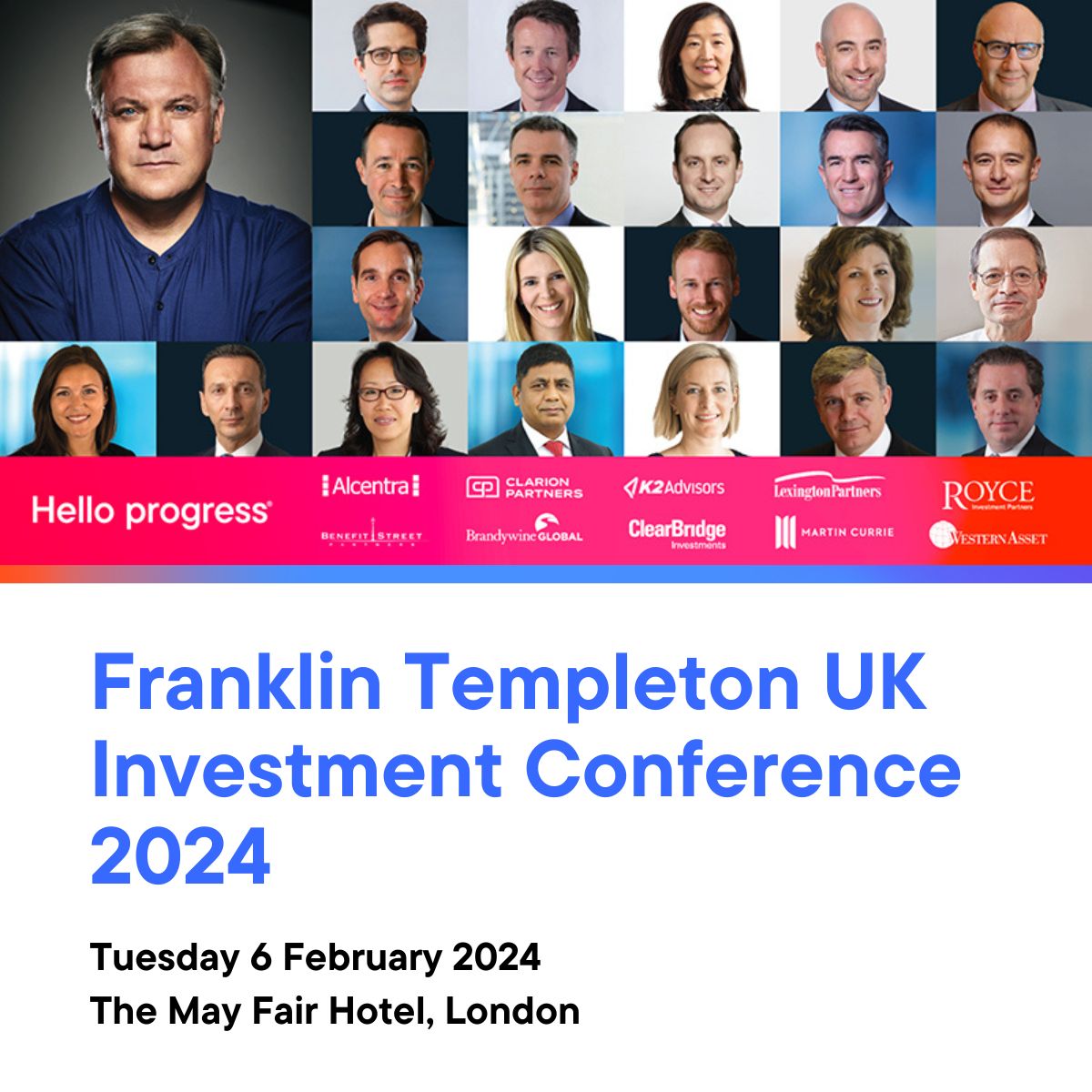 FranklnTempletn's tweet photo. We look forward to welcoming professional investors to our 2024 UK Investment Conference today, where we’ll showcase capabilities from traditional equity and fixed income to ETFs and alts #HelloProgress https://t.co/4jDM3GThL8
(Capital at risk) https://t.co/WxAIUWcRfF