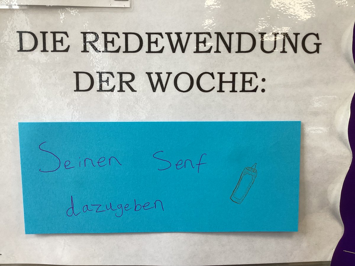 BGS_MFL's tweet photo. #BGSGerman continuing the food theme in German this week https://t.co/Uh8BVcSFgQ #BGSYear13 and finding out that Seinen Senf dazugeben has little to do with condiments! #BGSInquirers https://t.co/J4ky4ta4zv