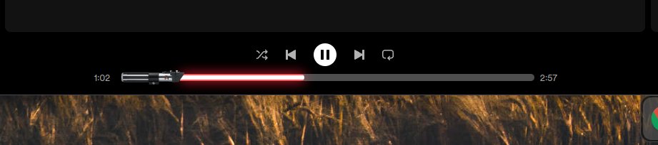 I just realized that in Spotify, the bar changes to a light saber when you listen to Star Wars soundtracks. #starwars #Spotify @starwars @Spotify