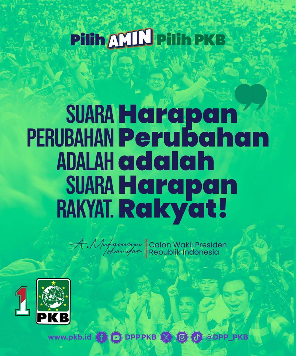 Harapan perubahan adalah harapan rakyat <a href="/cakimiNOW/">A Muhaimin Iskandar</a> 

#AMINAjaDulu
#PilihAMINPilihPKB