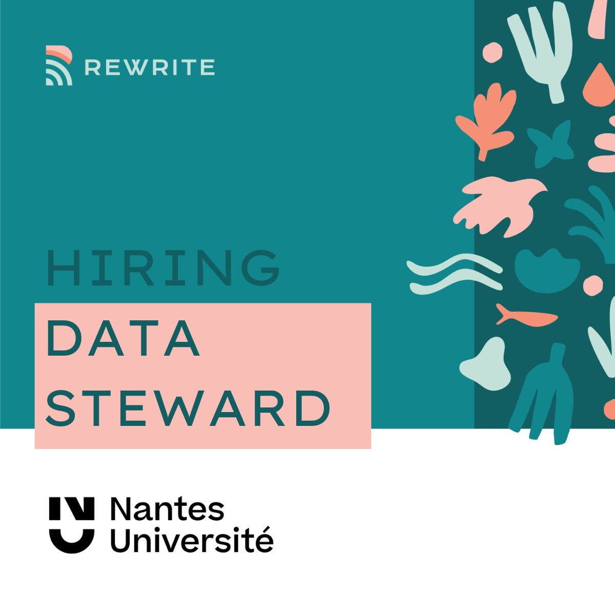 🚀 Immerse yourself in marine research at Nantes Université! 🌏 

We're seeking a Data Steward for the REWRITE project. Manage data, contribute to carbon sequestration, and protect biodiversity. 

Apply by 29 Feb for this exciting opportunity. 
Details: bit.ly/3HNtmwP