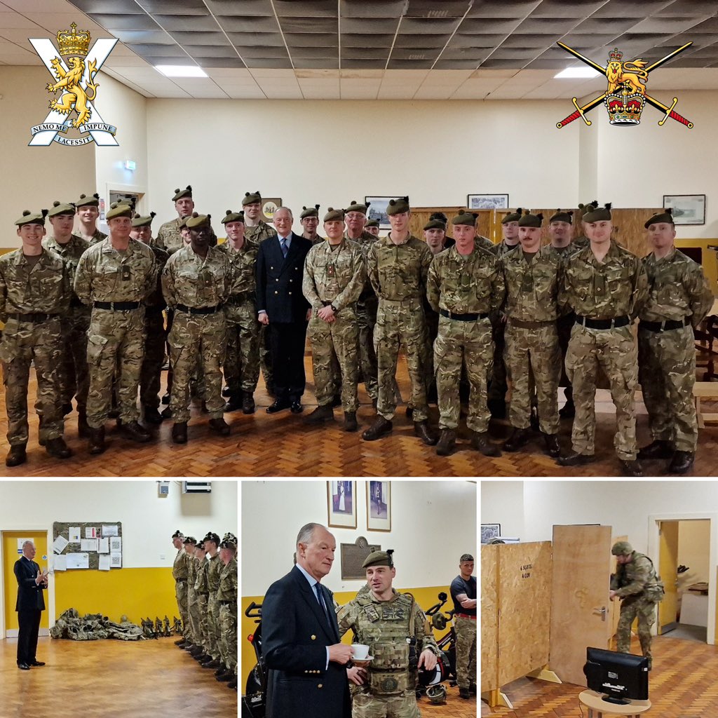 6 SCOTS were delighted to host our Honorary Colonel, Major General @AlastairBruce_ of Crionaich OBE DL VR, at the A Company training night. General Alistair had briefs from the CO and Command team as well as meeting some of our Army Reserves during their training activity