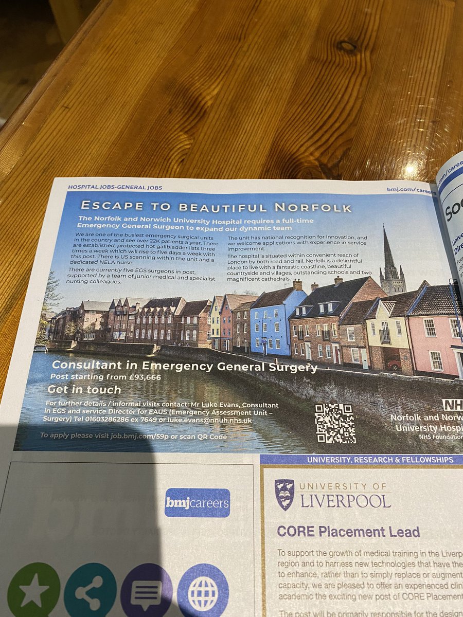 The most depressing pages of the BMJ - the job adverts. 
Consultant vacancies in Dublin: starting @ £217k
Consultant vacancies in Norfolk:
Starting @ £93k

Yes, it’s serious money either way, but it’s also pretty obvious why smart doctors are leaving the profession/country!