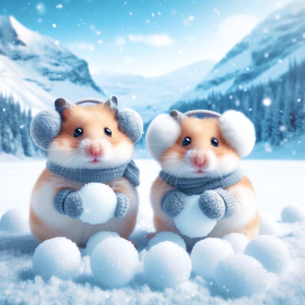 AI_hamsters's tweet photo. #AI #ハムスター #AIハムスター 
雪玉作りハムスター https://t.co/3G2bRAt48W