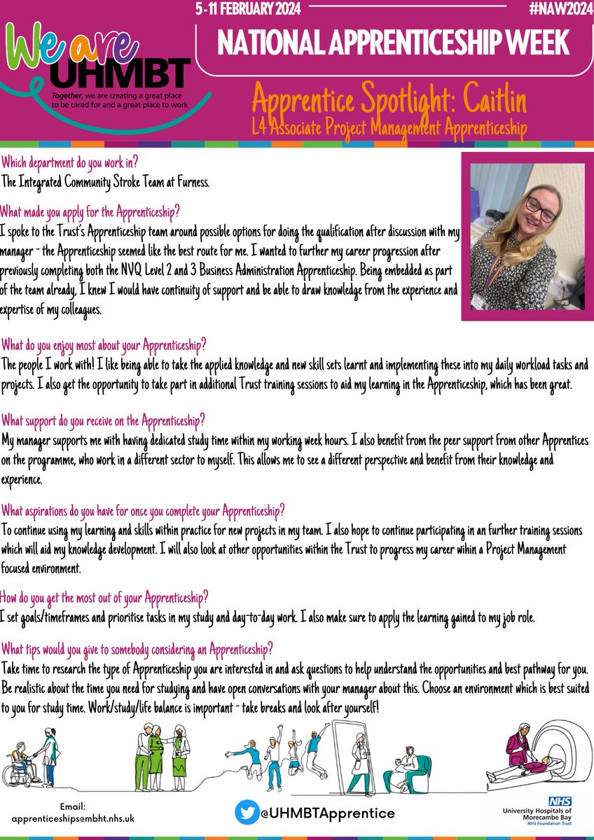 Next up in our #apprenticespotlight we have the brilliant Caitlin from @UHMBICST talking about her #Apprenticeship in Project Management #NAW2024 #NationalApprenticeshipWeek2024 #skillsforlife #nhsapprenticeships @UHMBTCareers @UHMBT