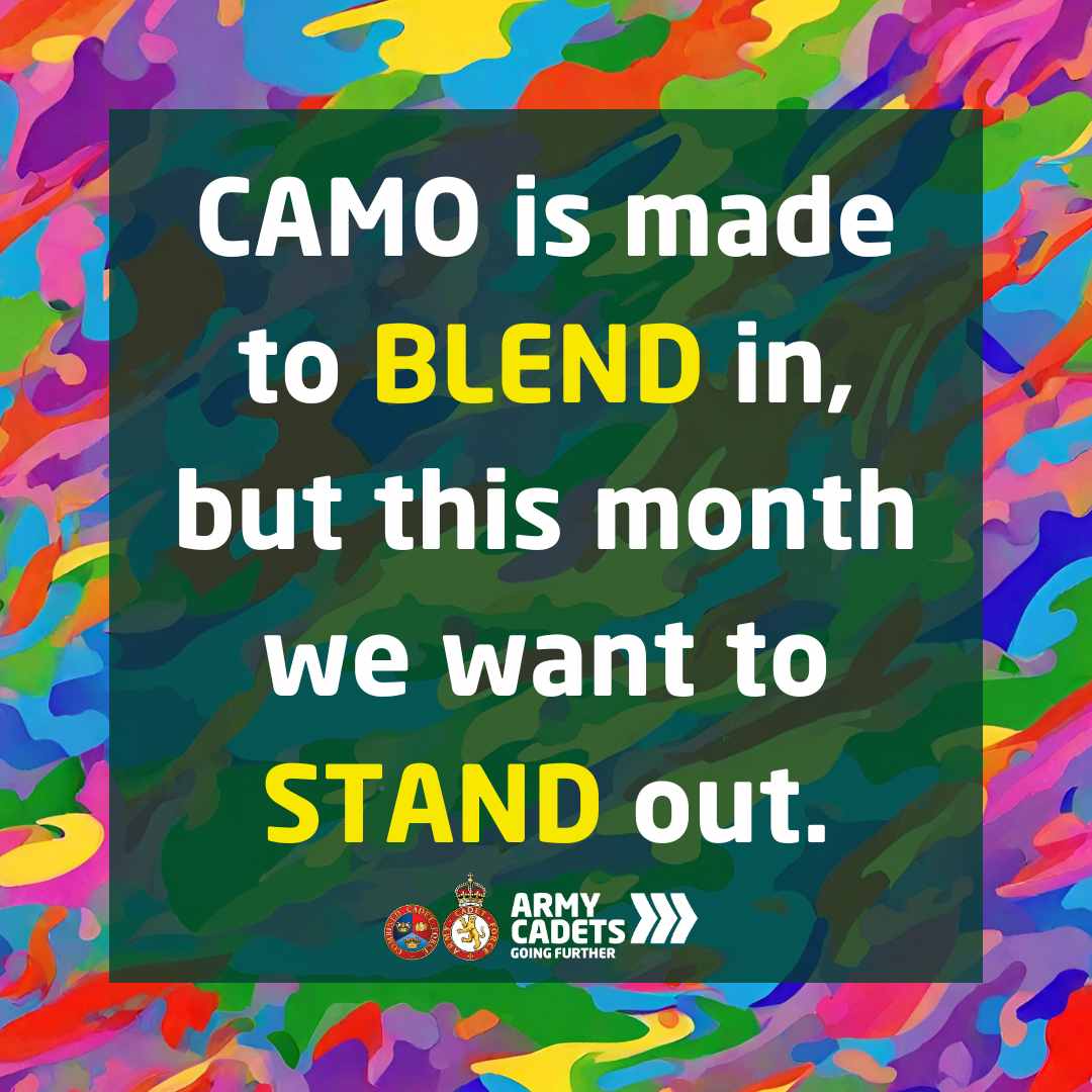 We're proud to be an inclusive organisation and celebrating the LGBTQ+ community, every year, but especially this month!🏳️‍🌈 We usually use Camp to blend in, but this month we want to STAND OUT!🌈 #armycadetsuk #lgbtqmonth #equality #lgbtq #standout